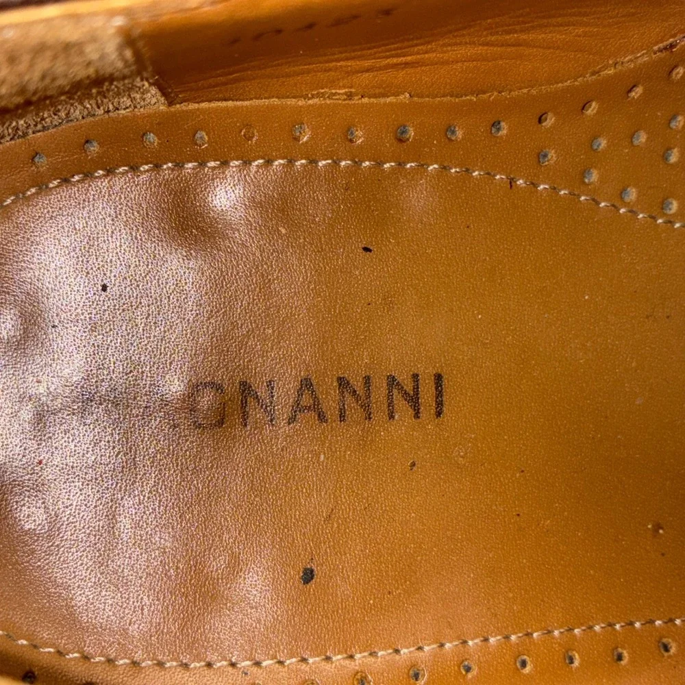Magnanni Mens Brown Leather Square Toe Derby Dress Shoes EU 41.5‎ US 8.5M
